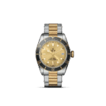 Luxurious Tudor dive watch in stainless steel and gold, combining elegance and functionality.