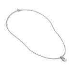 Minimalist silver necklace with teardrop pendant, perfect for casual or formal occasions.