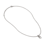 Elegant silver teardrop pendant necklace on fine bead chain, perfect for any occasion.