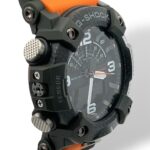 Rugged G-Shock watch with black case, orange strap, and advanced features for outdoor enthusiasts.