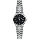 Elegant Tudor watch with stainless steel case, black dial, and automatic movement for timeless style.