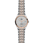 Luxurious Tudor watch with silver and rose gold design, perfect for any occasion.