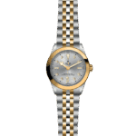 Elegant Tudor watch featuring polished stainless steel and gold, perfect for any occasion.