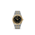 Elegant two-tone stainless steel and gold watch with Roman numerals and date display.