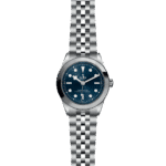 Tudor stainless steel watch with deep blue dial and elegant design for stylish functionality.