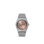 Tudor stainless steel watch with rose gold dial and luxury bracelet, perfect for any occasion.