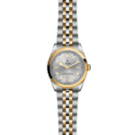 Luxurious Tudor watch featuring two-tone stainless steel and gold, classic design, and chronometer certification.