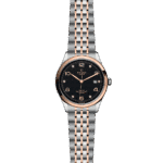 Elegant Tudor watch with rose gold accents and a luxurious stainless steel bracelet.
