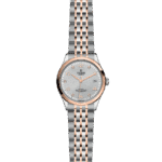 Elegant Tudor watch in stainless steel and rose gold with refined design and luxurious appeal.