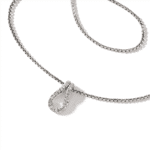 Elegant silver chain necklace with a sparkling diamond teardrop pendant for timeless luxury.