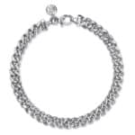 Stylish silver chain bracelet with large links, polished finish, perfect for any occasion.
