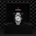 Tudor watch displayed elegantly in premium packaging, showcasing luxury craftsmanship and refined design.