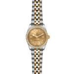 Tudor luxury two-tone watch with diamond bezel and elegant gold accents for sophisticated style.