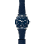 Elegant Tudor watch with blue dial, luminous features, and durable leather strap.