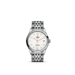Elegant Tudor wristwatch with stainless steel case, rose gold accents, and automatic movement.
