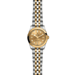 Tudor luxury watch with gold and stainless steel, featuring a stylish dial and bracelet.