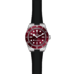 Tudor diving watch with burgundy bezel and robust design for style and functionality.