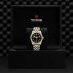 Tudor luxury watch in elegant black box, showcasing exquisite craftsmanship and timeless design.
