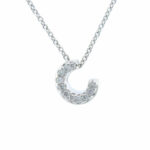 Silver C pendant necklace with sparkling stones on a delicate chain for elegant style.