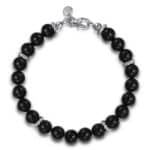 Elegant black bead bracelet with silver accents, perfect for versatile and stylish fashion.