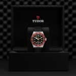 Luxurious Tudor wristwatch in elegant presentation box showcasing modern design and functionality.