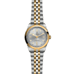 Elegant Tudor watch with stainless steel and gold accents, showcasing timeless design and superior craftsmanship.
