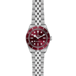 Tudor stainless steel watch with burgundy dial, ideal for diving and formal occasions.