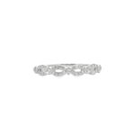 Elegantly designed ring in white metal with sparkling stones, perfect for engagement or anniversary.