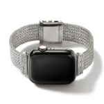 Elegant smartwatch with a sleek design, black display, and mesh strap for modern style.
