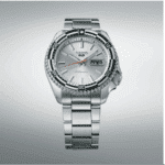 Elegant automatic dive watch with stainless steel case, rotating bezel, and luminous hands.