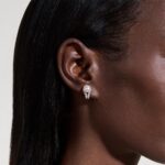 Elegant pearl earring showcased on a well-defined ear, highlighting sophisticated jewelry design and modern style.
