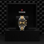 Tudor luxury wristwatch in elegant presentation box, showcasing craftsmanship and sophisticated design.