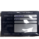 Monta LLC warranty card details two-year coverage and authenticity for Swiss-made watches.