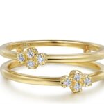 Elegant 14k yellow gold rings with floral diamond motif by Gabriel & Co. for special occasions.