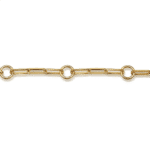 Elegant gold chain with alternating rectangular and round links, perfect for versatile styling.