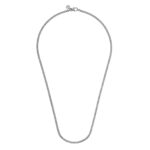 Elegant minimalist chain necklace with polished metal links and a subtle charm for versatile styling.