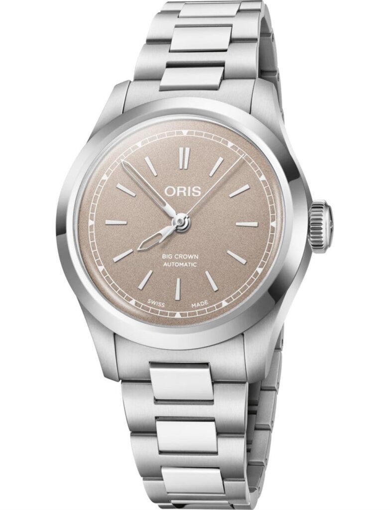 Stylish Oris Big Crown Automatic watch with stainless steel finish and elegant beige dial.