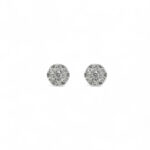 Elegant circular silver-tone earrings adorned with sparkling stones, perfect for any occasion.