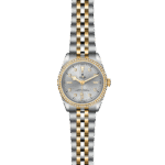 Elegant Tudor watch with diamond accents, gold and silver tones, and luxurious craftsmanship.