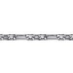Shiny metal chain with intricately designed links, ideal for decorative or functional uses.