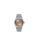 Elegant Tudor wristwatch with stainless steel case, rose-gold dial, and stylish bracelet.