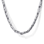 Elegant silver necklace with bold links, showcasing modern design and timeless sophistication.