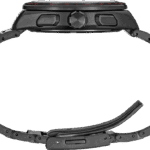 Sleek matte black wristwatch with innovative design, durable materials, and stylish segmented band.
