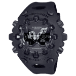 Rugged Casio G-Shock watch with black design, digital display, and durable resin strap.