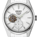 Seiko Presage automatic watch with elegant design and intricate tourbillon perfection.
