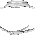 Elegant stainless steel wristwatch with polished finish and comfortable interlinked metal strap.