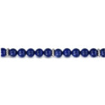 Elegant lapis lazuli bead strand with silver accents, perfect for stylish jewelry accessories.