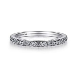 14 KT White Gold Diamond Wedding Band designed by Gabriel & Co