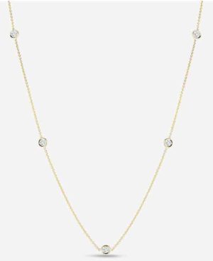 18 Karat Yellow Gold 5-Station Diamond Necklace