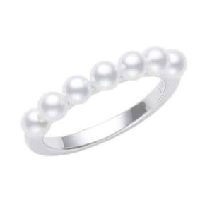 18 Kt White Gold Pearl Stackable Fashion Ring